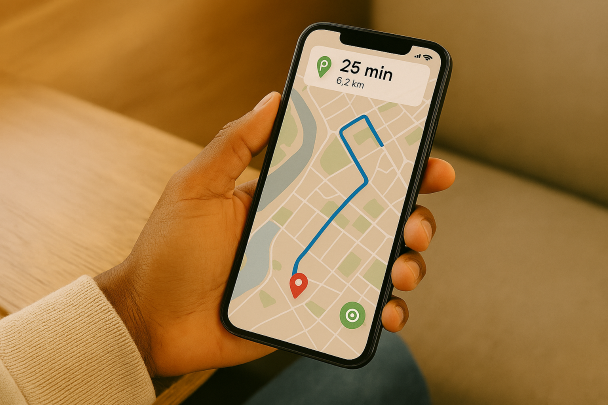 Smartphone affichant une carte pour se déplacer facilement
