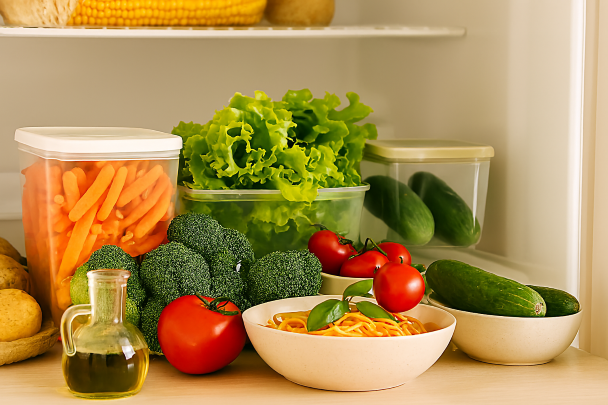 Légumes frais bien conservés dans une cuisine