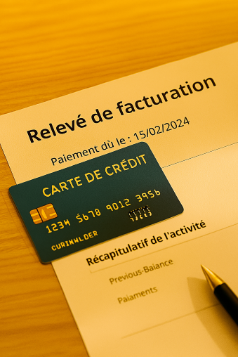 Carte de crédit et facture sur une table