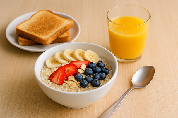 Petit-déjeuner rapide et sain sur une table