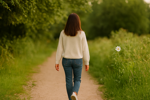 Personne marchant dans un chemin naturel apaisant