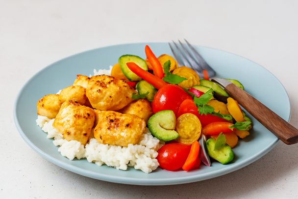 Repas simple et coloré prêt en quelques minutes