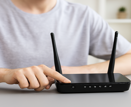 Personne redémarrant un routeur Wi-Fi