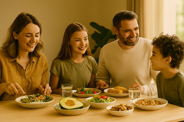 Famille réunie autour d’un repas convivial