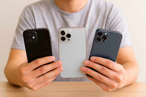 Personne tenant un smartphone moderne en main
